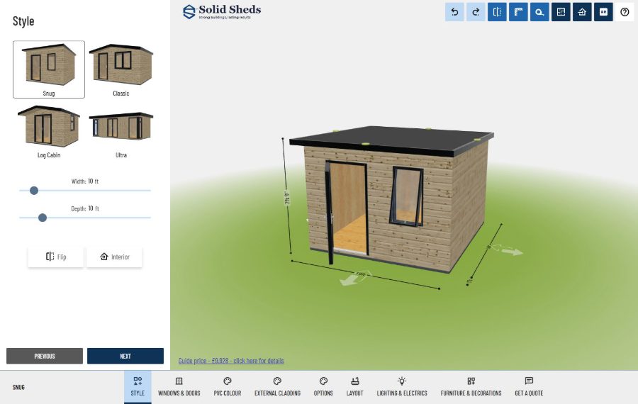 Solid Sheds 3D configurator
