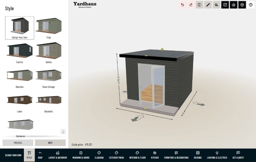 Yardhaus 3D configurator