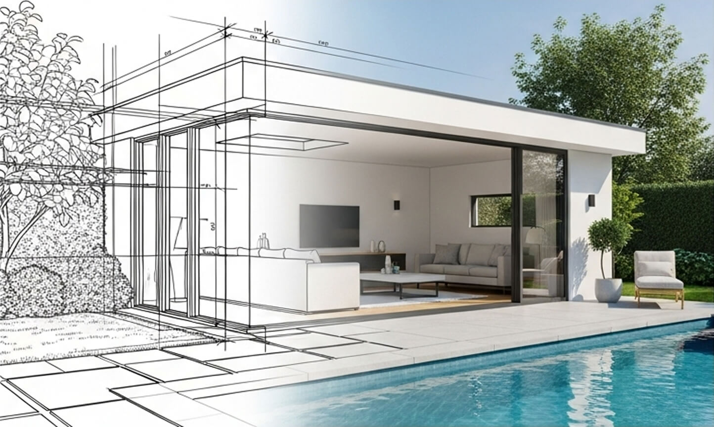 Modern aluminium pergola design background