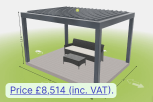 Real-time pergola pricing display for guiding customer choices